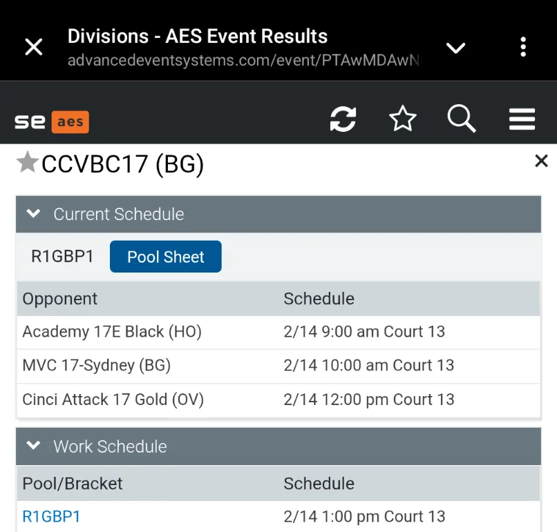 volleyball tournament schedule