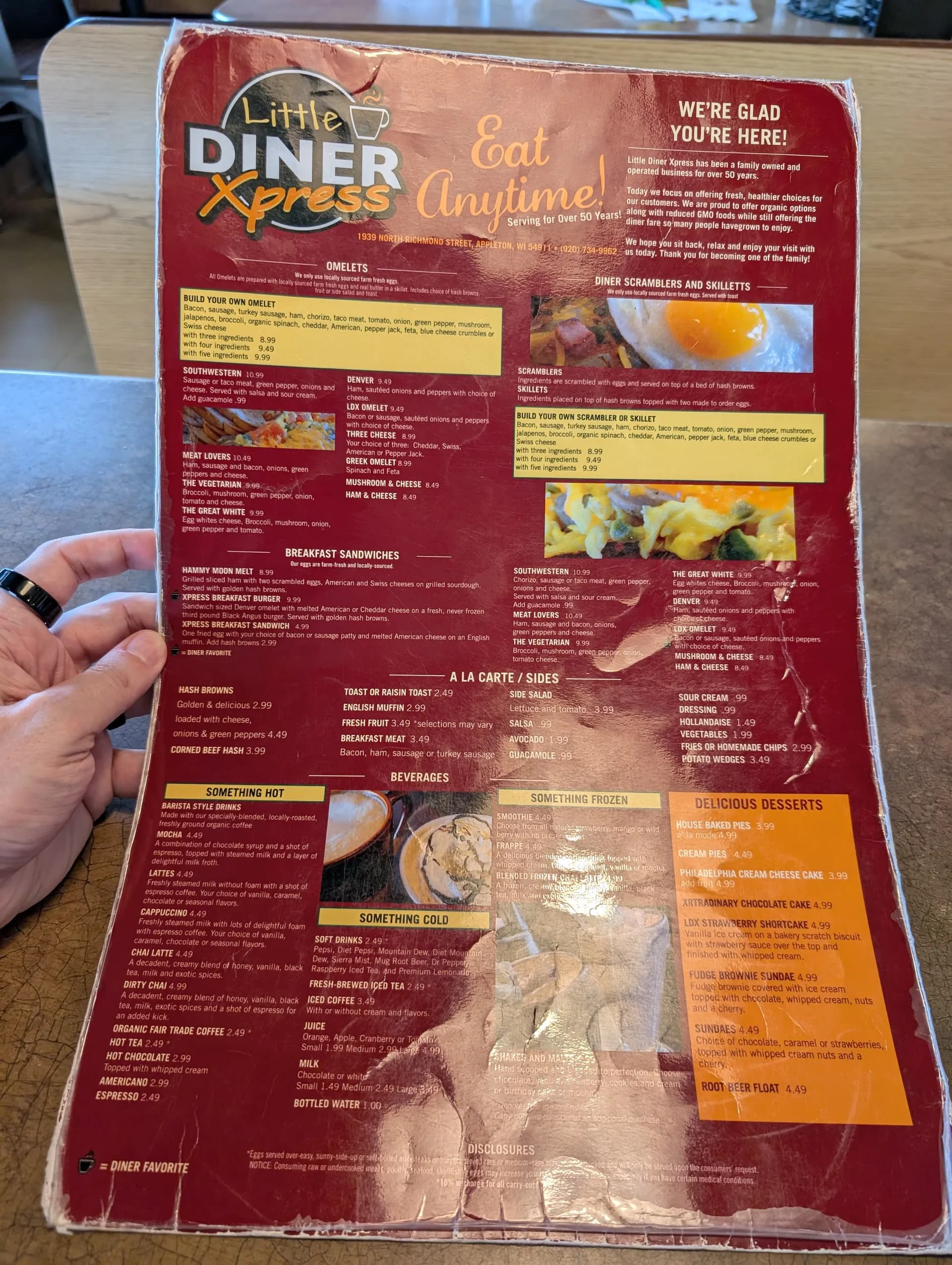 Retro breakfast menu layout in warm colors